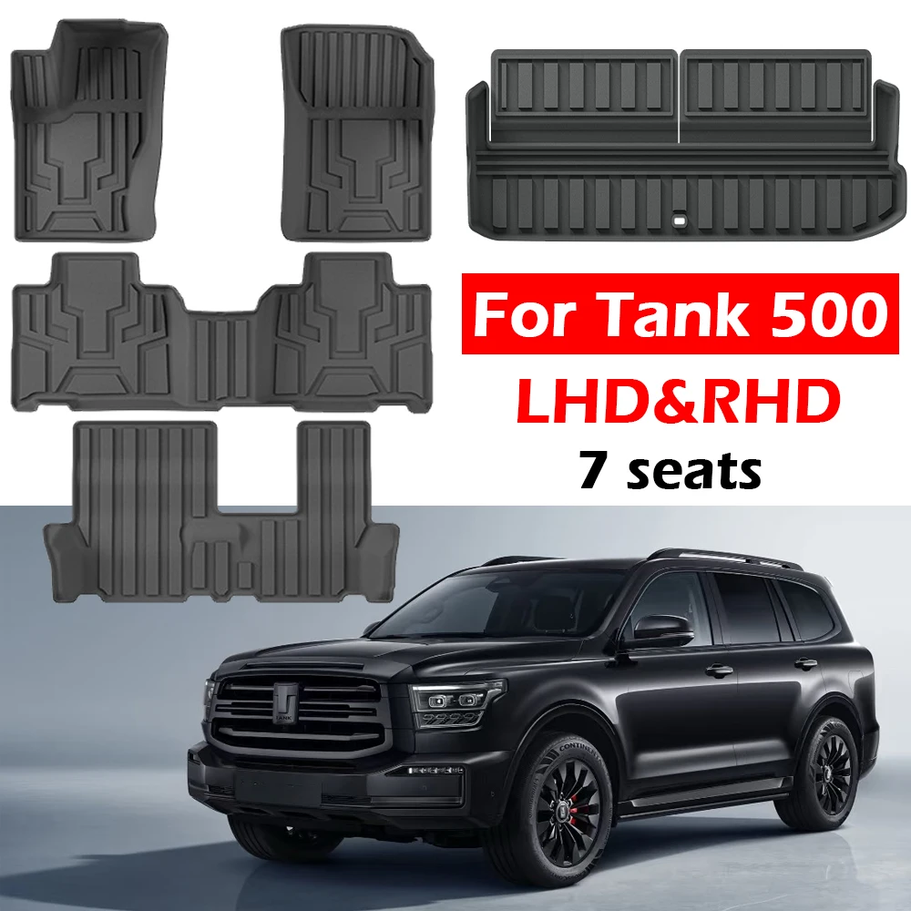 

Автомобильный коврик, совместимый с 7-местными сиденьями GWM Tank 500, 3D TPE, всепогодный, водонепроницаемый, нескользящий, аксессуары для грузового вкладыша