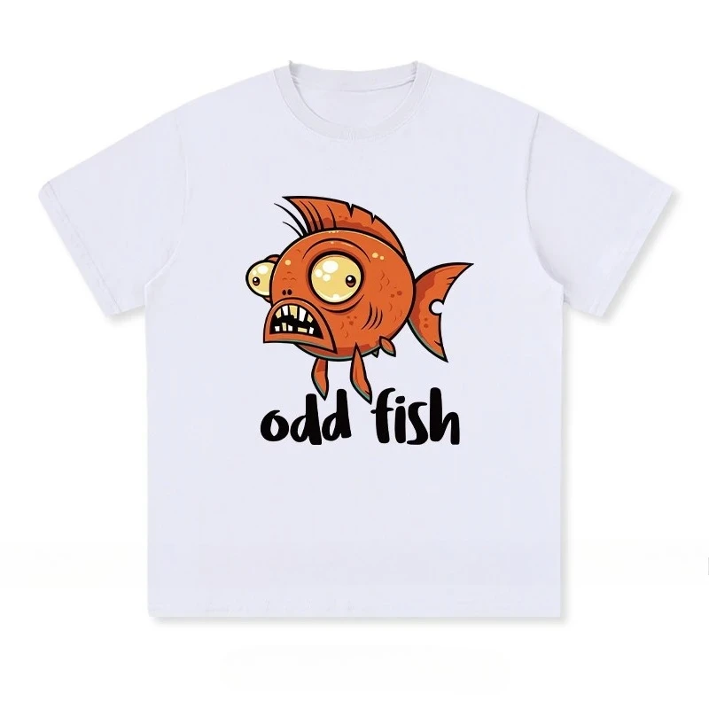 Vrouwen Odd Fish bedrukt T-shirt eigenzinnige grafische tees voor vrouwen zomer tops excentrieke streetwear grafische T-shirts vintage Y2K top