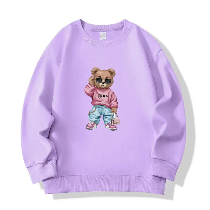 

Корейская модная детская одежда с медведем, свитшот для девочек, осенний милый топ с героями мультфильмов, хлопковый детский свитшот с длинными рукавами для маленьких детей 2–12 лет