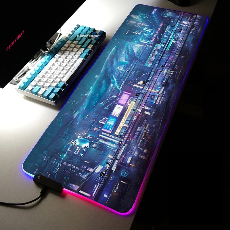 

Anime Anime Whale Mousepad PC Gaming Mouse Pad RGB LED Gamer Mat Computer Desk Padmouse Keyboard Kamado Locrkand Mause Mat Mice