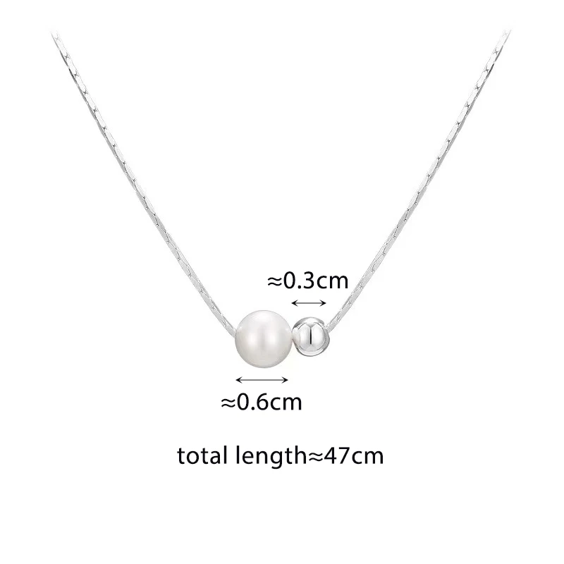 Silver Color Minimalist Bead Pendant Necklaces for Fashion Women Fashion Jewelry Light Luxury Trendy Accessories