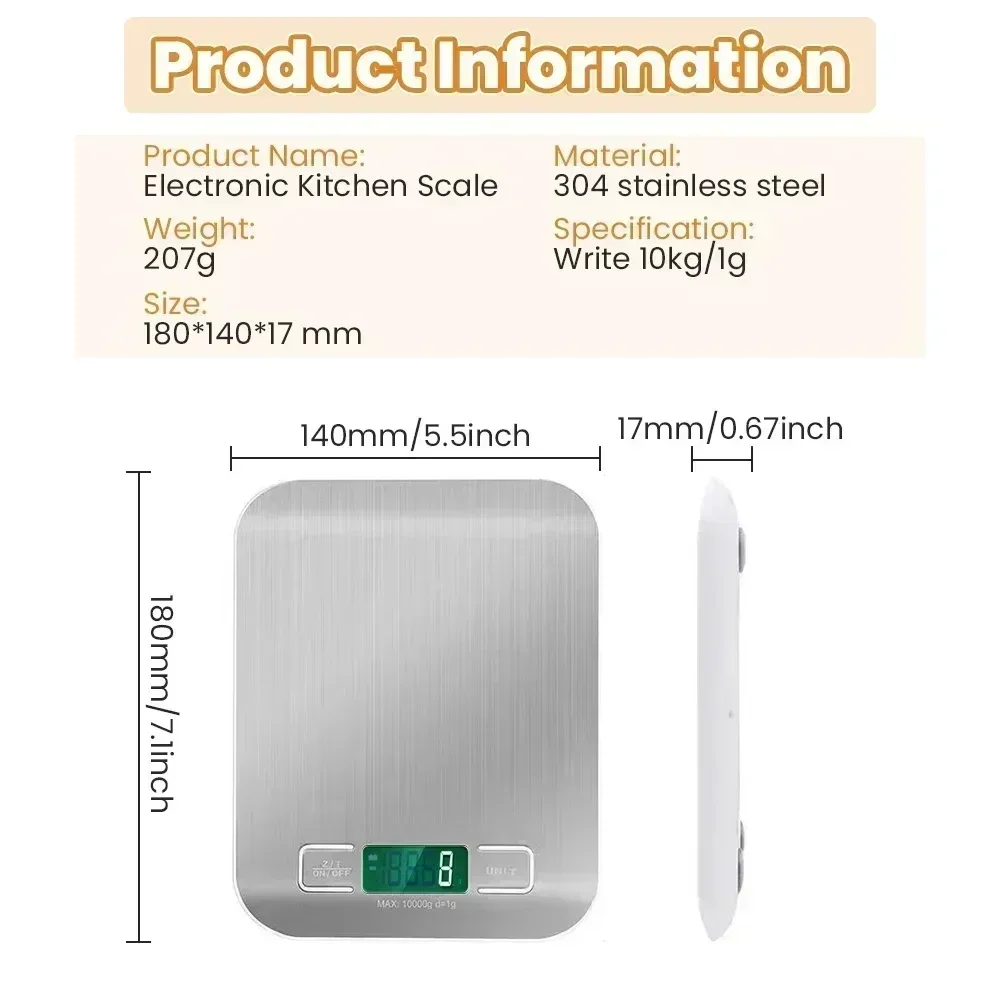 5kg/1g Stainless Steel High-precision Electronic Scale Kitchen Food Scale Portable High-precision Electronic Digital Scale