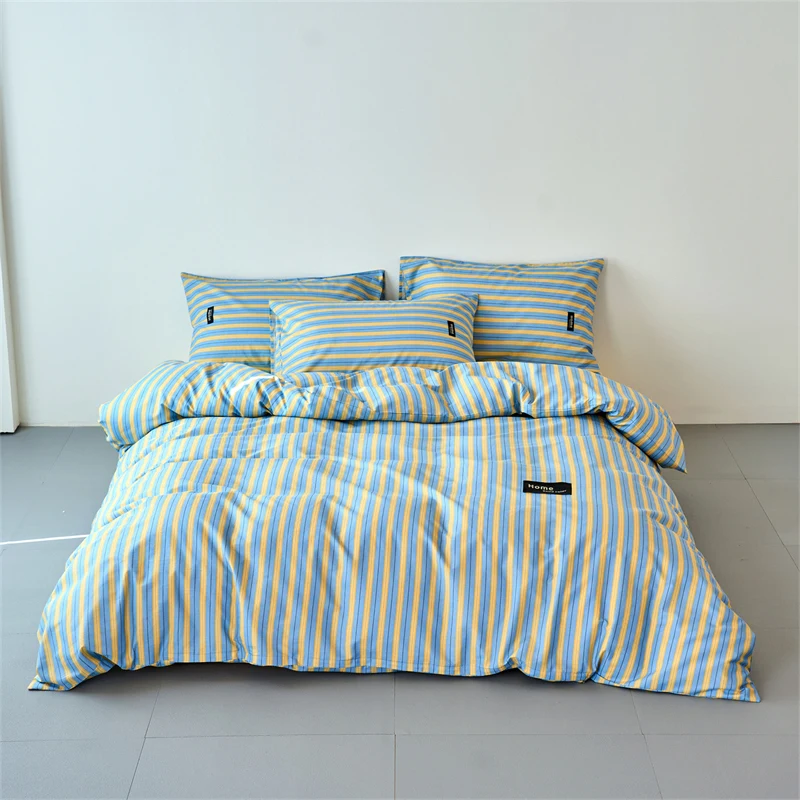 1PC 100% Cotton Duvet Cover Stripe Print Single/Queen Size Pure Cotton Duvet Case Nordic Style Bedding 150 Cm (No Pillowcase Inc
