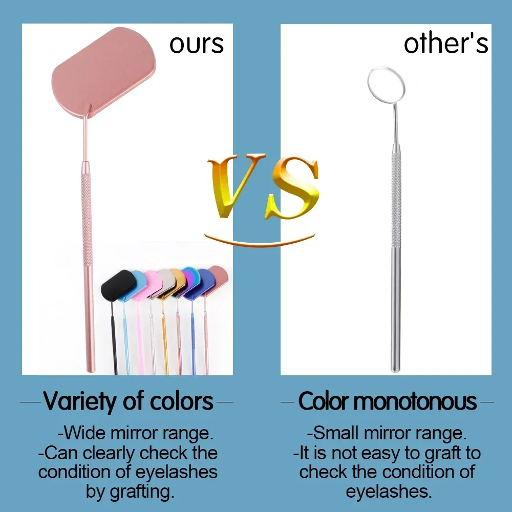 Verlängerungszubehör, die falsche Wimpern überprüft, Wimpernspiegel, großer Edelstahl-Vergrößerungs-Make-up-Spiegel, zahnmedizinischer Mundspiegel, Wimpern