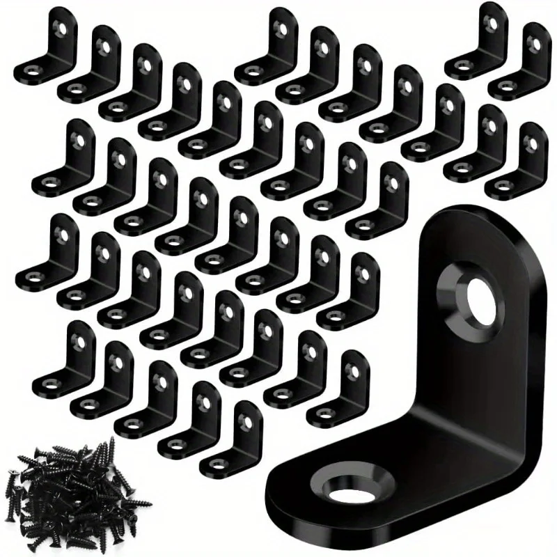 40 L-shaped bracket angle brackets, used for small right angle brackets of shelves and wooden furniture, with 84 screws