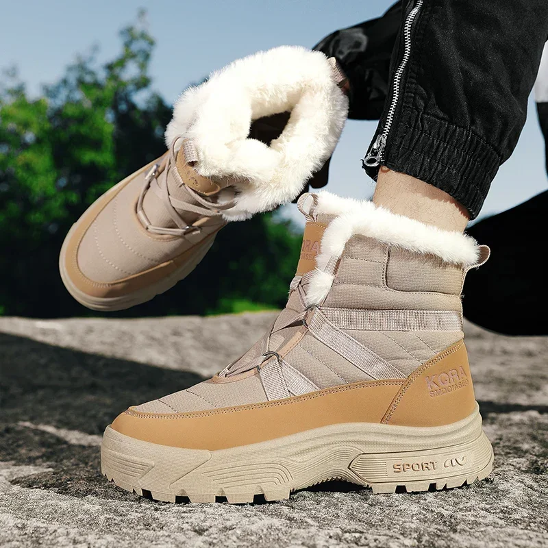 Stivali da uomo scarpe da neve all'aperto più cotone inverno antiscivolo Desert Boot Warm Plush High Tops scarpa maschile con fondo spesso resistente all'usura