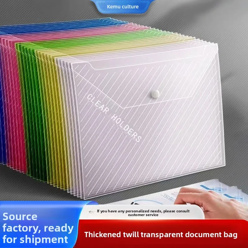 

5/20pcs, A4 File Bag, Clear Plastic, Large Capacity And Snapshot Button, Perfect For School Office And Home