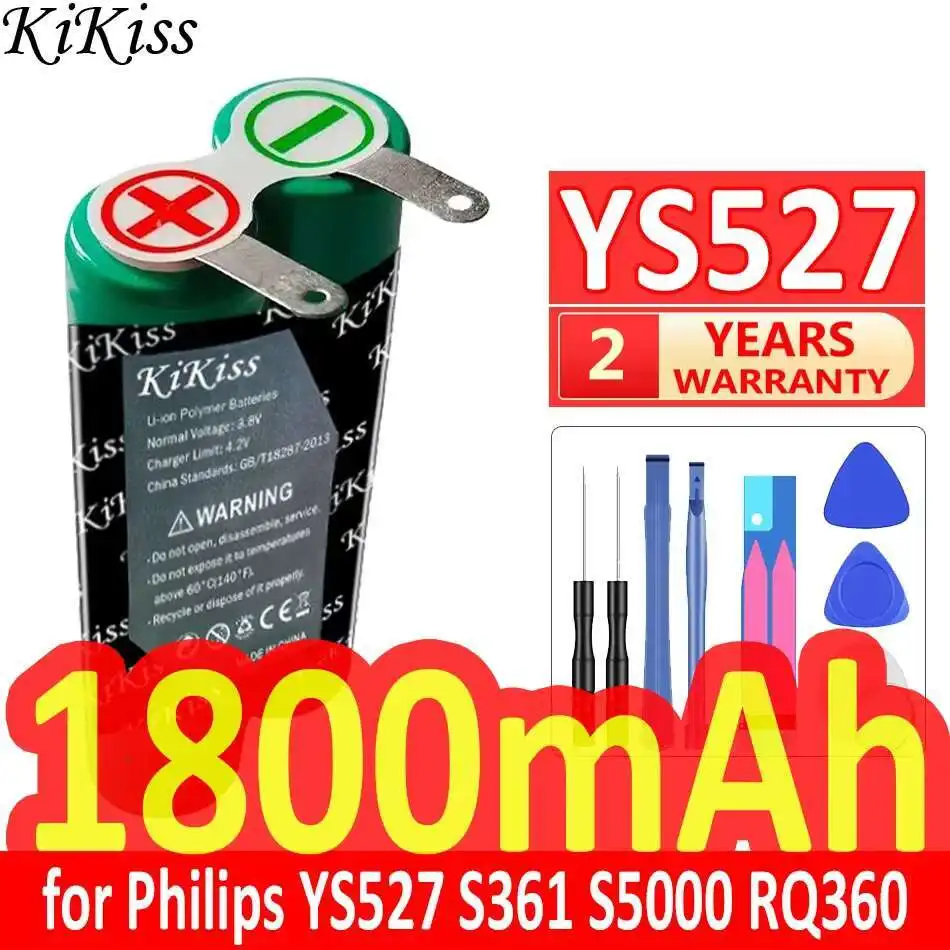 

Мощный аккумулятор KiKiss 1800 мАч для бритвы Philips YS527 AT610 AT620 S361 S5000 RQ360 RQ361 YS523 YS524 YS526 S560 S561