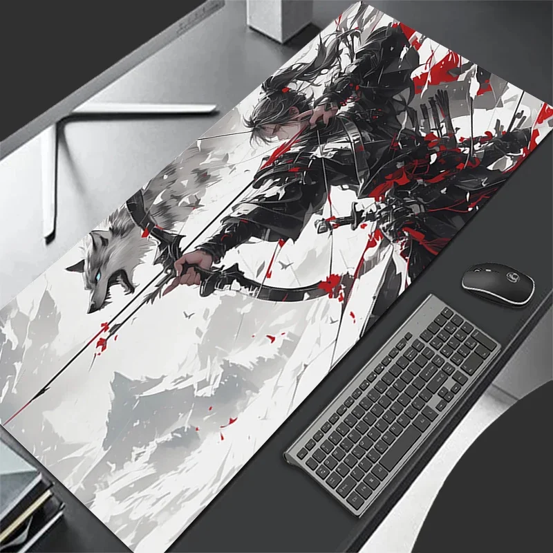 

Wolf General Mouse Pad Samurai Larger Dragon Pc Computer Keyboard Desk Mat XXL 900x400 Gaming Accessories Office Carpet Playmat