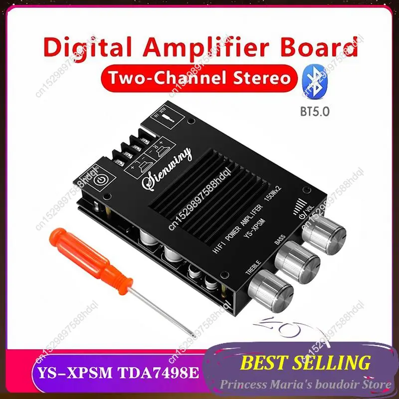 

AB30-2X YS-XPSM 2.0 Channel Bluetooth Amplifier Board With Heat Sink TDA7498E 150Wx2 High And Low Pitch Adjustment
