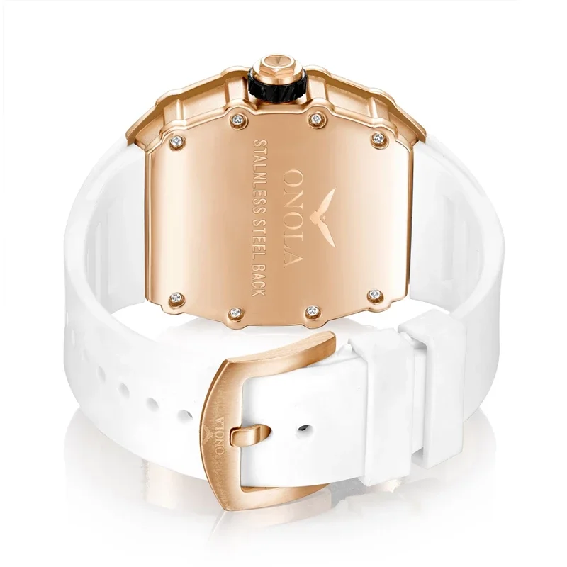 Venda quente moda esportes relógios masculino marca onola casual pulseira de silicone à prova dwaterproof água tonneau quartzo relógio de pulso homem presente dropshipping