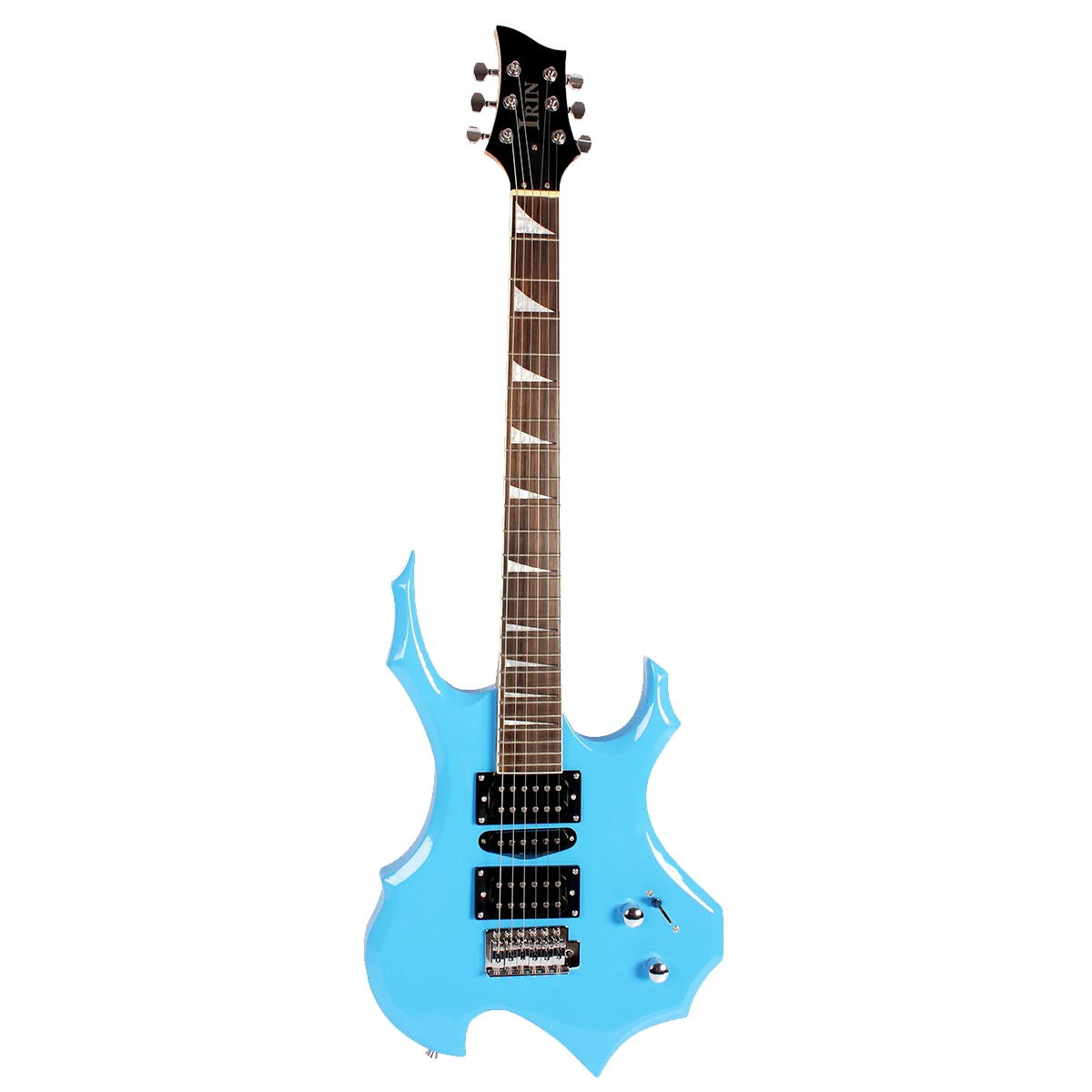 IRIN Blue Electric Guitar 24 Frets Maple Neck Flame Electric Guitar Set with Picks Amp Strap Guitar Accessories