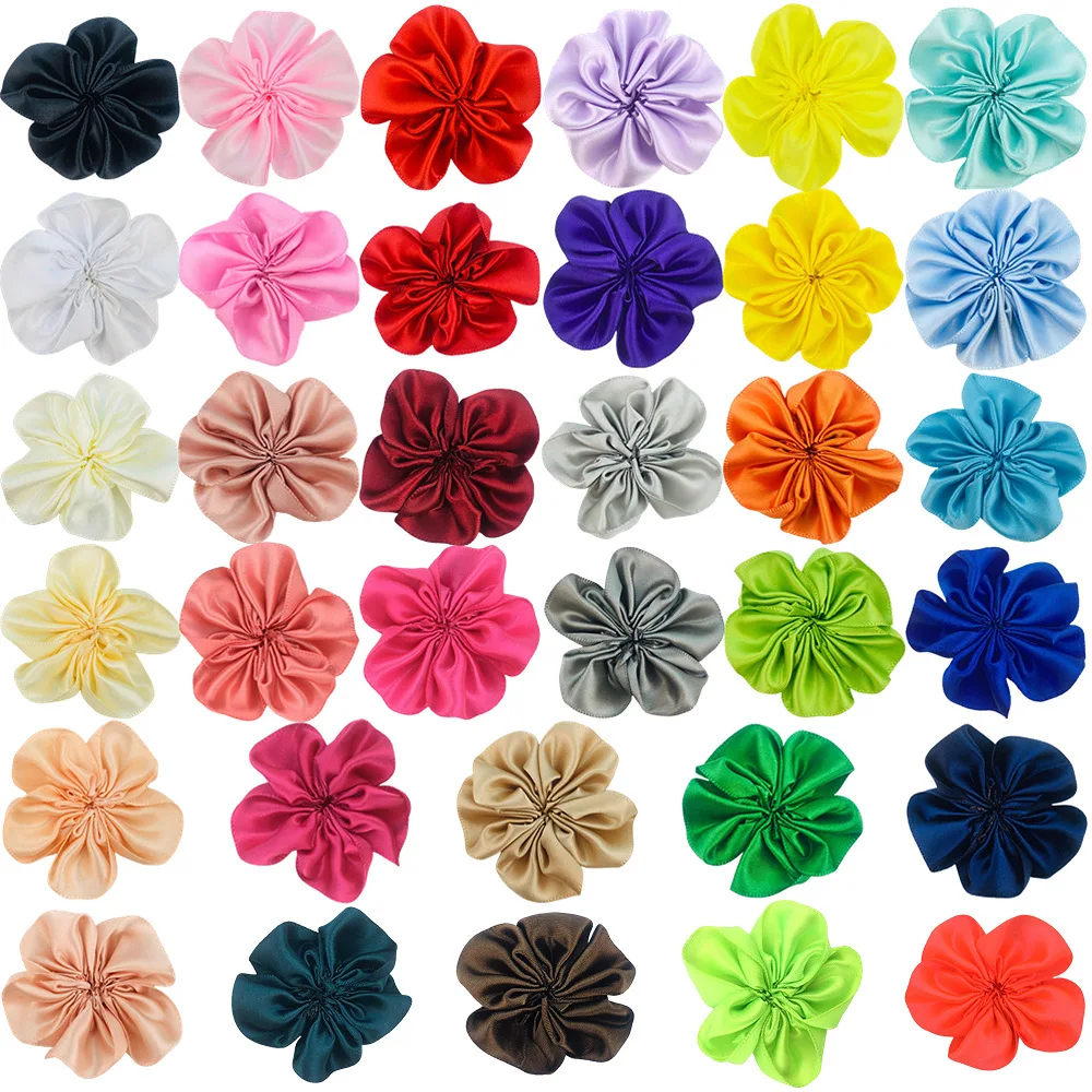 

1000pcs Wholesale 5cm Solid Color Satin Ribbon Five Petal Flower Head Flower Hat Flower Clothing Flower Pet Flower Accessories 3