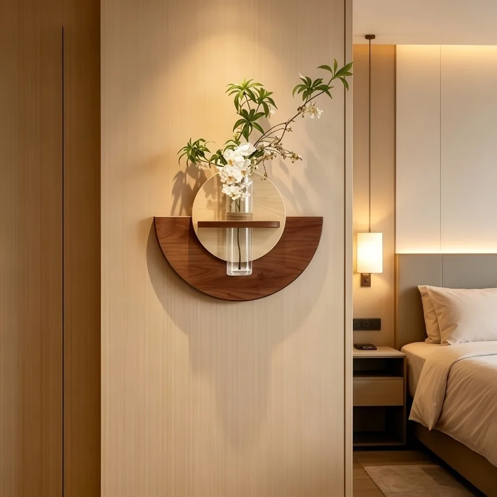 Oval Wood Wall Mount Flower Shelf Hydroponic Display Space Saving Hanging Plant Panel Thick Flower Stand Home Room Decor
