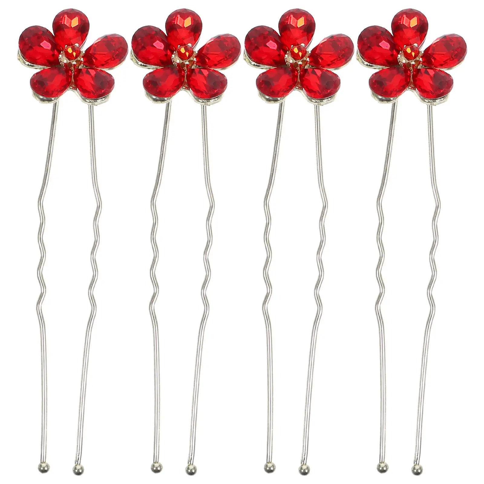 

Набор из 4 металлических свадебных заколок для волос U-образной формы с цветочным декором из страз, элегантные аксессуары для волос для женщин, шикарные заколки для торжественных мероприятий