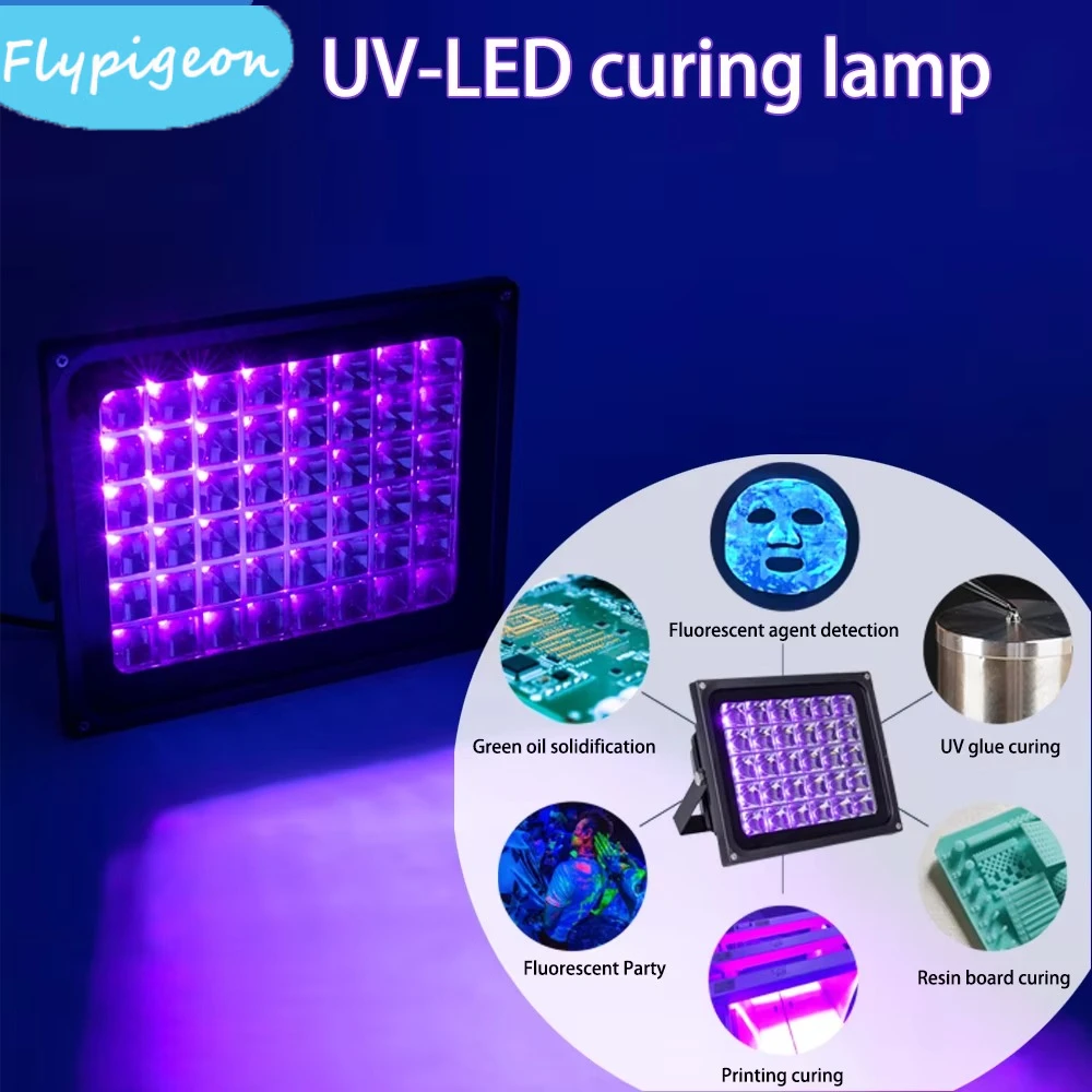 100W UV Curing Lamp 365 395 402nm LED Ultraviolet Resin Light for PCB Green Oil Car Putty Paint Varnish Wall Ink Shadowless