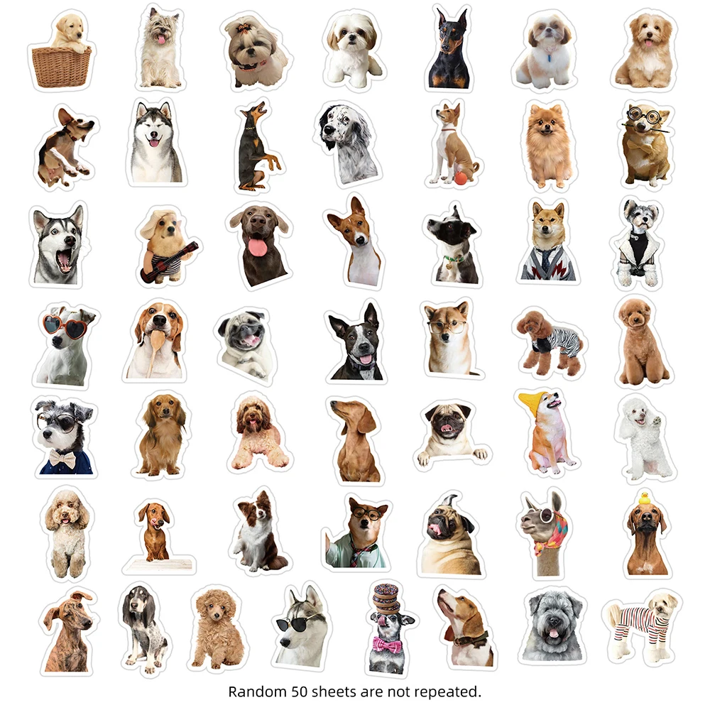 10/30/50pcs Cute Puppy Pet Dog Stickers Cartoon Toys Decoration DIY Notebook Bike Fridge Fridge Guitar Kids Funny Decals Gifts