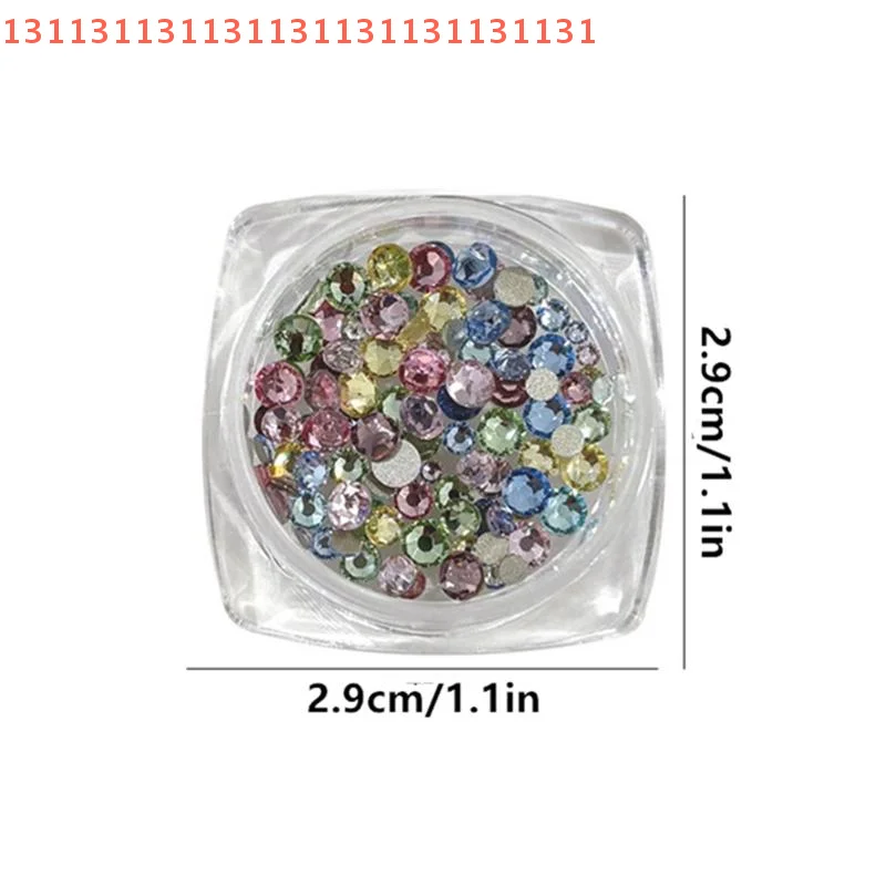 100PCS Sparkle Glitter Bunte Mini Nagel Kristall Diamanten Runde Flachen Boden Nail art Strass Dekoration Maniküre Charms