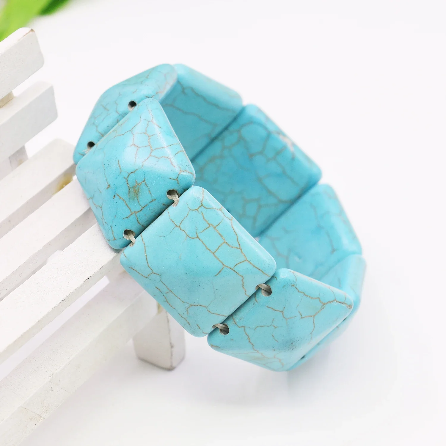 25Mm Geluksarmband Kalkoen Turquoises Howliet Chalcedoon Half Afgewerkte Stenen Kralen Pols Sieraden Maken Ontwerp Vrouwen Meisjes Cadeau