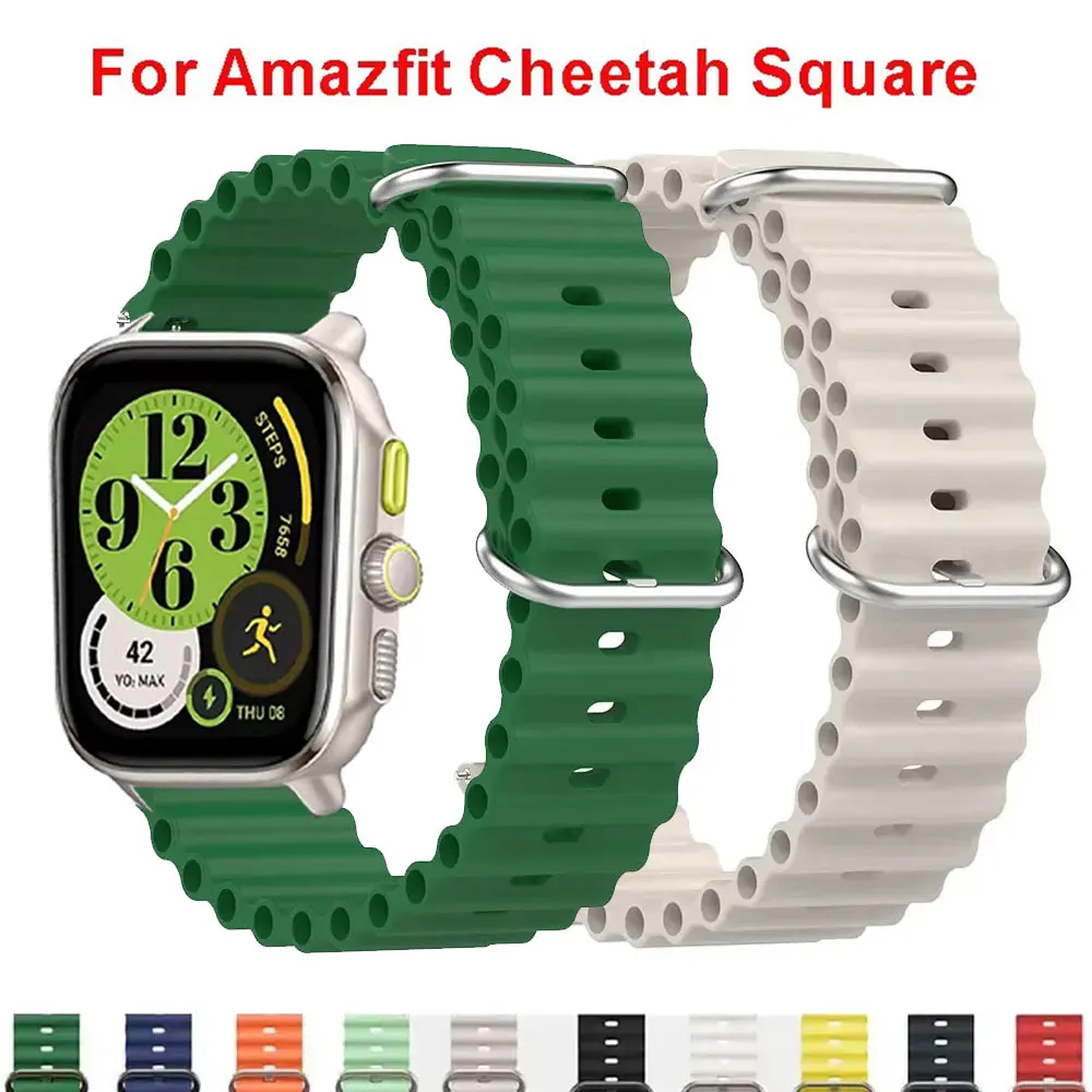 20 22mm Ozean-Silikonarmband für Amazfit Cheetah Quadratisches Armband für Amazfit Active 2/Cheetah Round/Cheetah Pro/GTS GTR 2 3 4