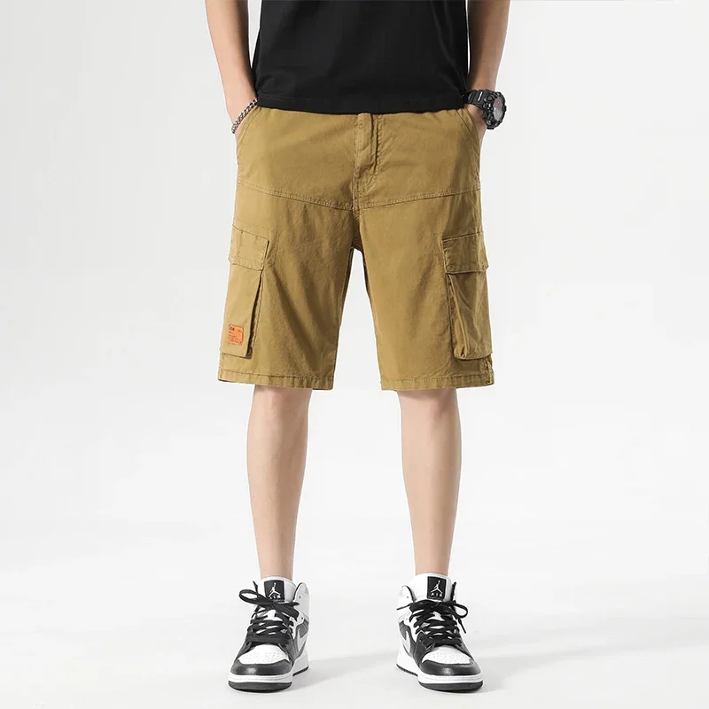 

Summer New Solid Color Multi Pocket Workwear Pants, Men's Loose Casual Straight Shorts, Men's Five Point Beach Pants