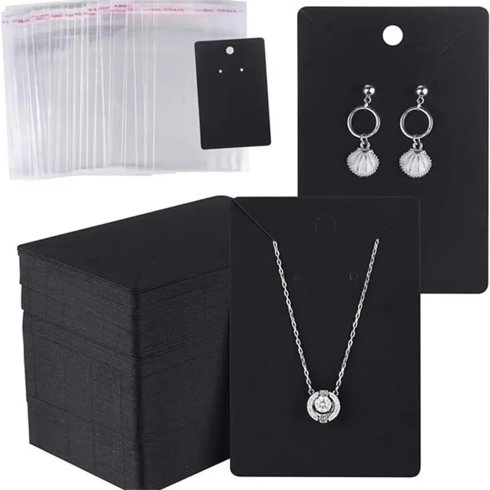 Kraft Paper Necklace Earrings Packaging Card Blank Surface Necklace Corner Slots Kraft Paper Cards Hanging Hole
