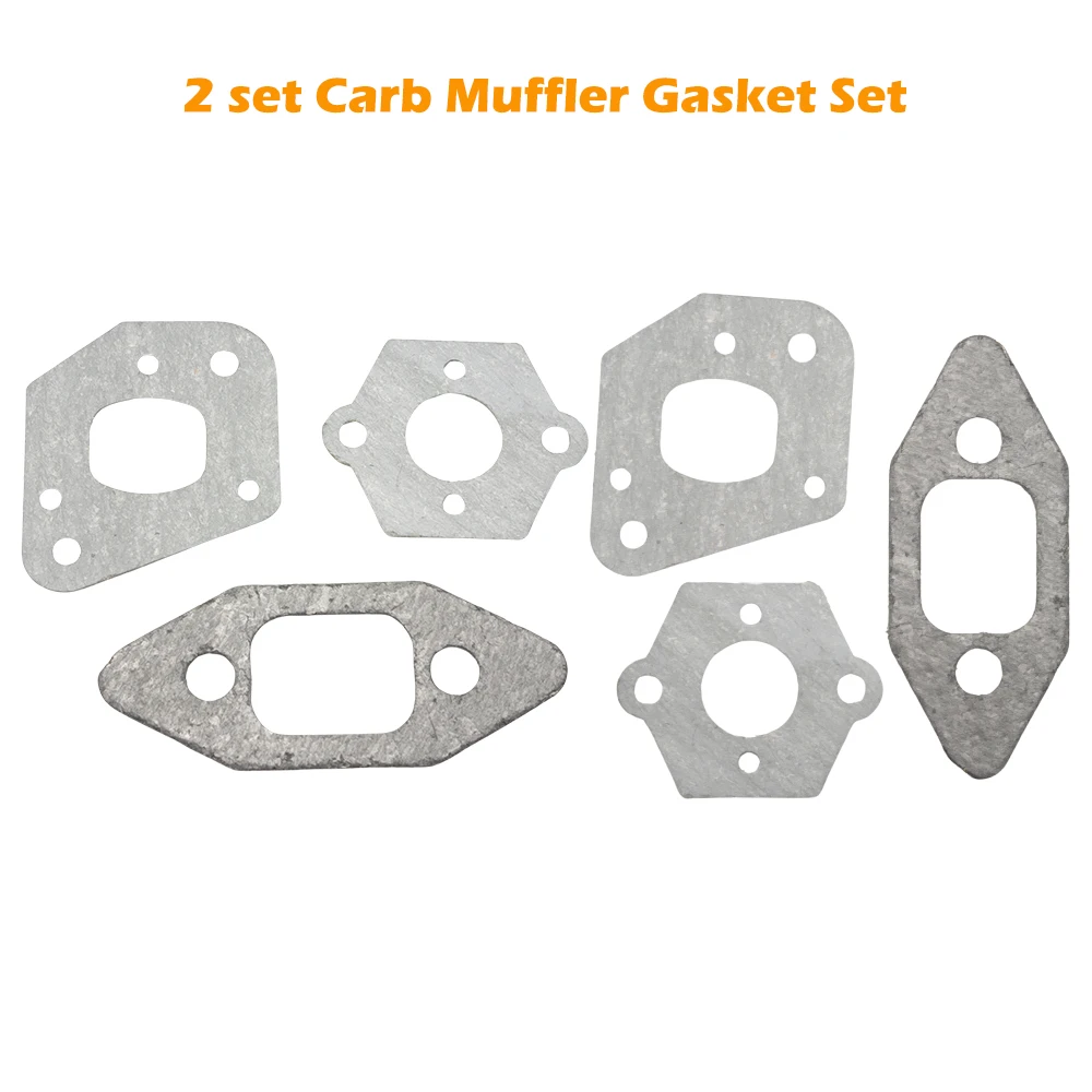 2pcs Carb Muffler Gasket Set For Poulan 2050 2150 Partner 350 351 352 370 390 Chainsaw