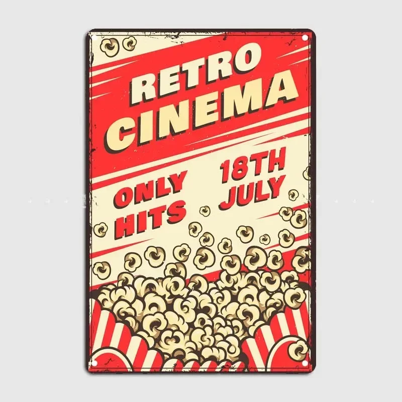 Popcorn Retro Cinema Decoration Wall Decor Metal Signs Vintage Decoration for Home Decorations Poster Interior Art Mural Room