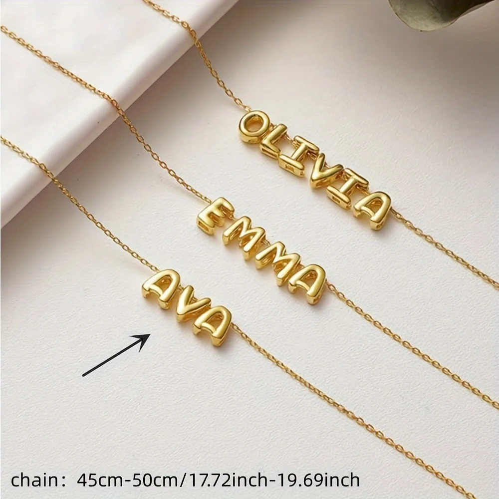 الفولاذ المقاوم للصدأ مخصص فقاعة اسم قلادة 3D بالون قلادة بحرف قلادة اسم شخصي DIY أفضل اسم المجوهرات هدية