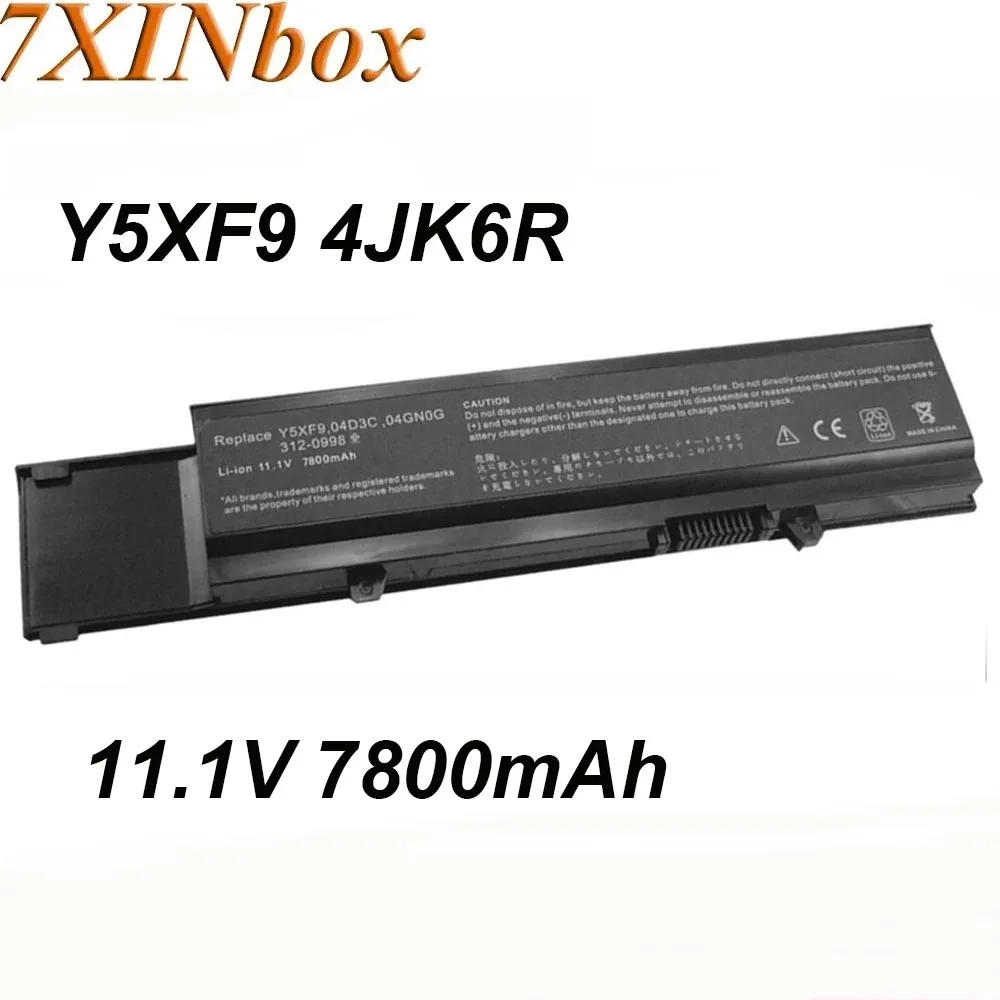 7XINbox Y5XF9 4JK6R 11.1V 7800mAh Laptop Battery For DELL VOSTRO 3400 3500 3700 Series CYDWV 04D3C 0TXWRR 7FJ92