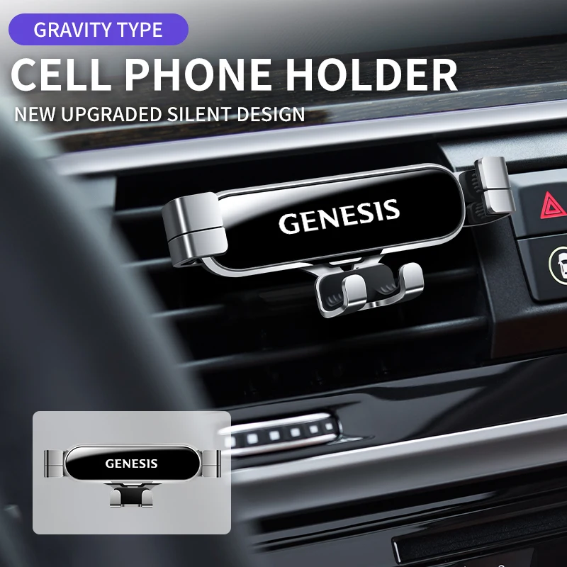 حامل هاتف السيارة المعدنية الجاذبية حامل هاتف تنفيس الهواء حامل السيارة حامل ل جينيسيس كوبيه G70 G80 G90 GV60 GV70 GV80 EV BH GV90 #2