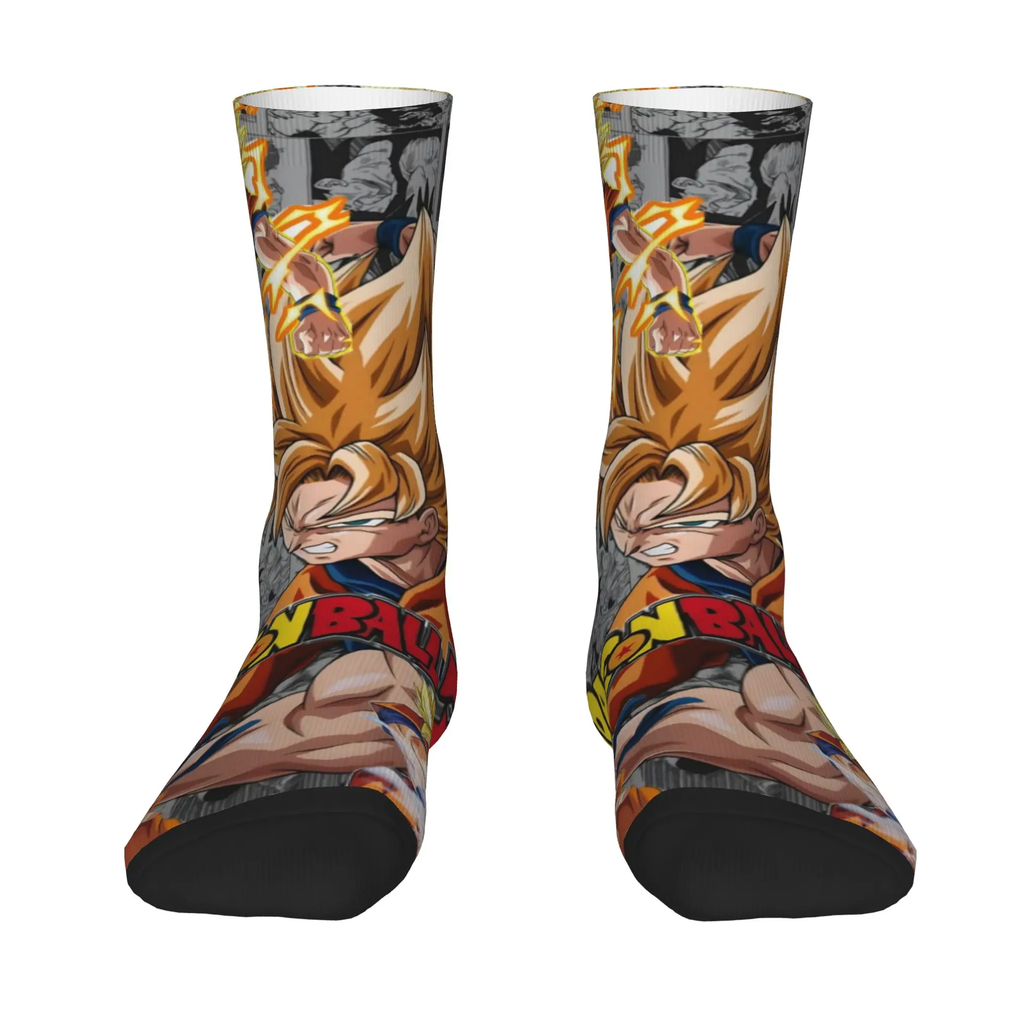 1 Pair Funny Sock Dragon Ball Son Goku (3) Rock Seamless Pattern Printed Men Socks Novelty Men's Socks
