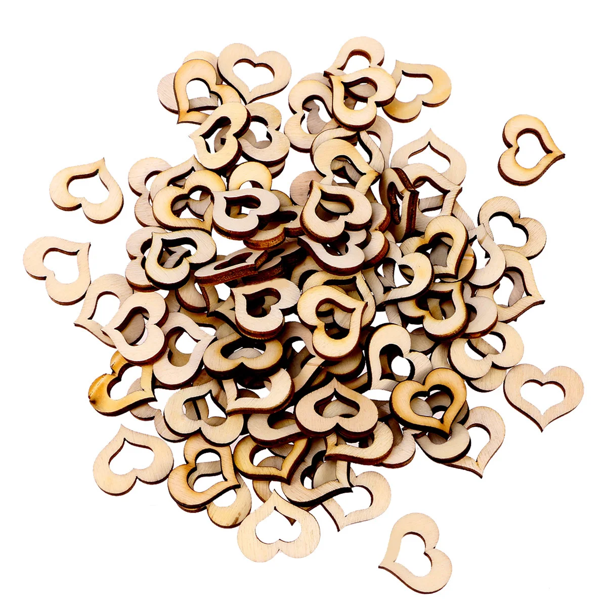 100 قطعة أزرار خشبية مجوفة على شكل قلب ناعمة على كلا الجانبين لسكرابوكينغ الزفاف Crafts بها بنفسك الحرف الزينة العلامات الزينة #2