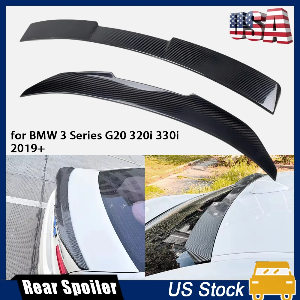 

2PCS Car Rear Roof Spoiler for BMW 3 Series G20 320i 330i 330e M3 2019+ PSM Style Rear Trunk Wing Carbon Fiber Look