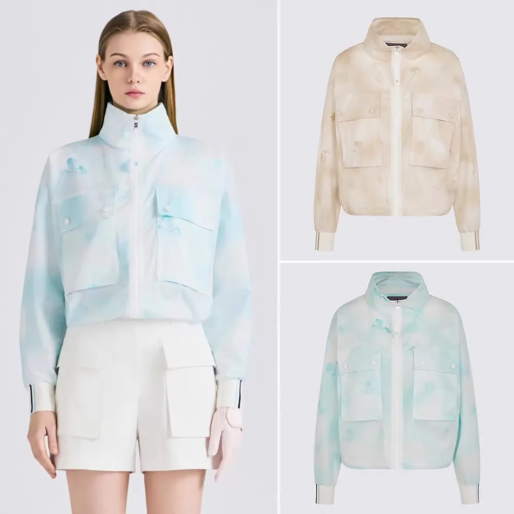 2026 Spring Summer Women Golf Sunscreen Jacket Thin Lightweight Zip Up Multi-Pocket Functional Outdoor Sports Casual Coat