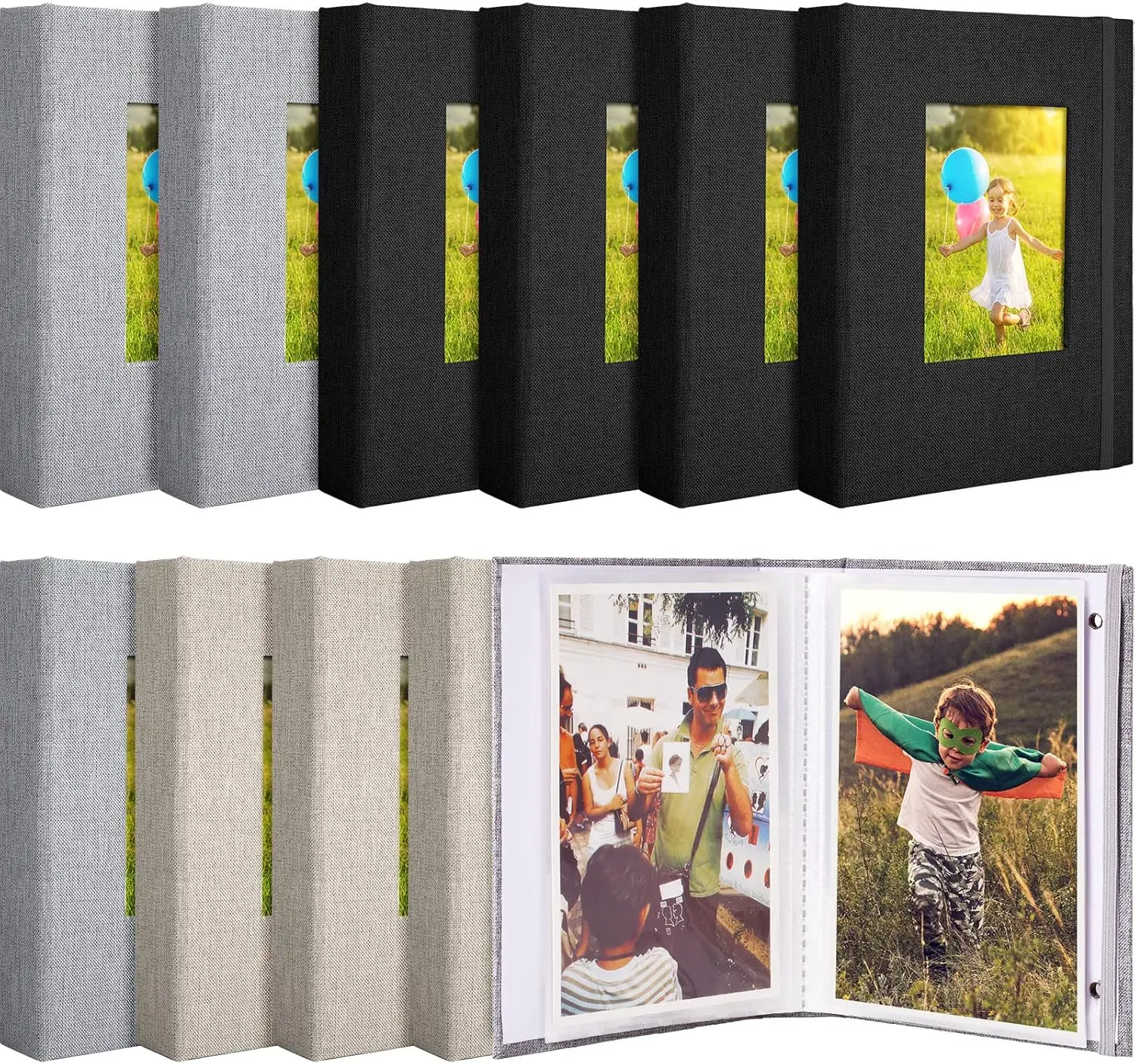 

10 Pieces Small Photo Album 4 x 6 Inch Picture Album 26 Clear Pages Hold 52 Pictures Linen Cover Photo Book with Front W