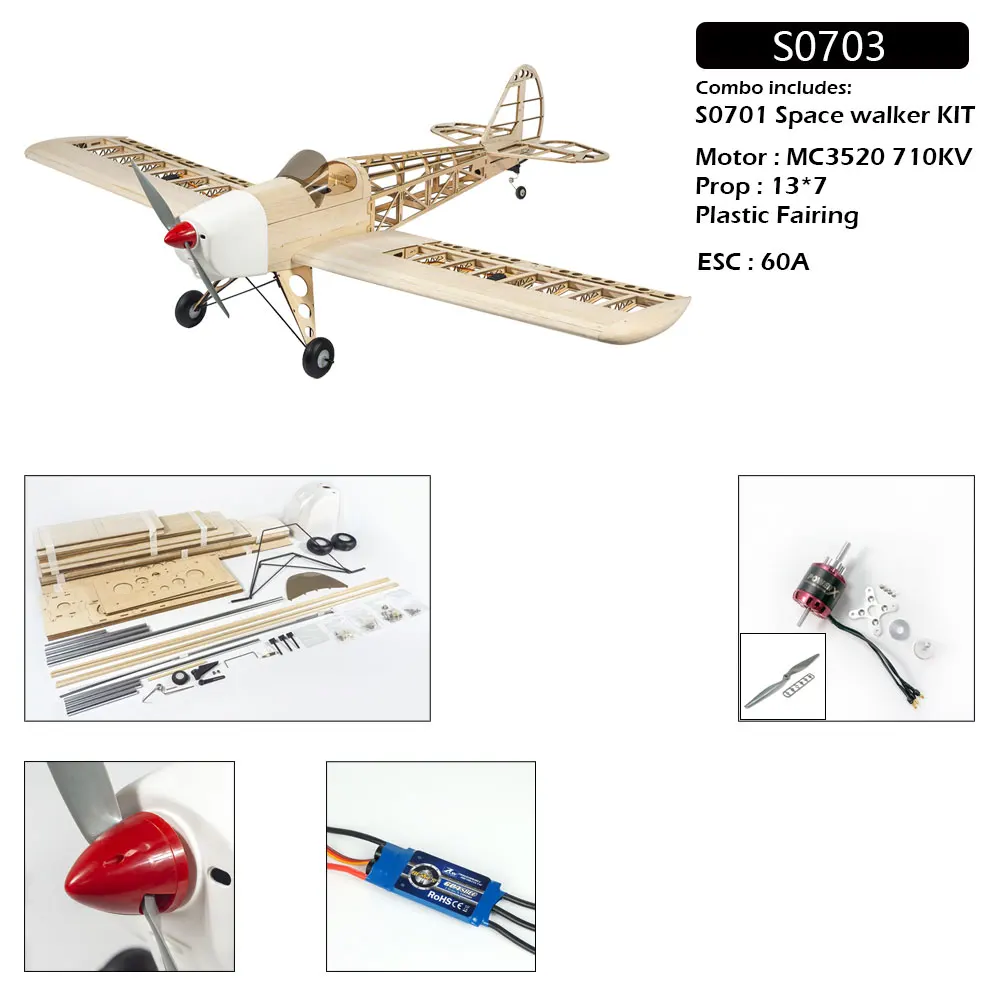 DW Hobby 1.6M Space Walker Bausatz – 63 Zoll 1:5 Maßstab Balsa Elektro-/Benzin-RC-Flugzeug S07 – Detail 30