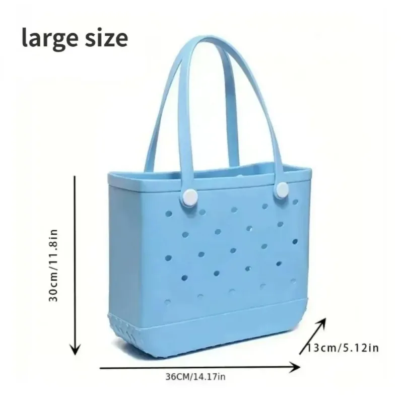 Medium Bogg Beach Bag EVA Rubber Waterproof Pool Shoulder Handbag Picnic Women Shopping Storage Basket  Tote Jelly Sac Bogg Bag