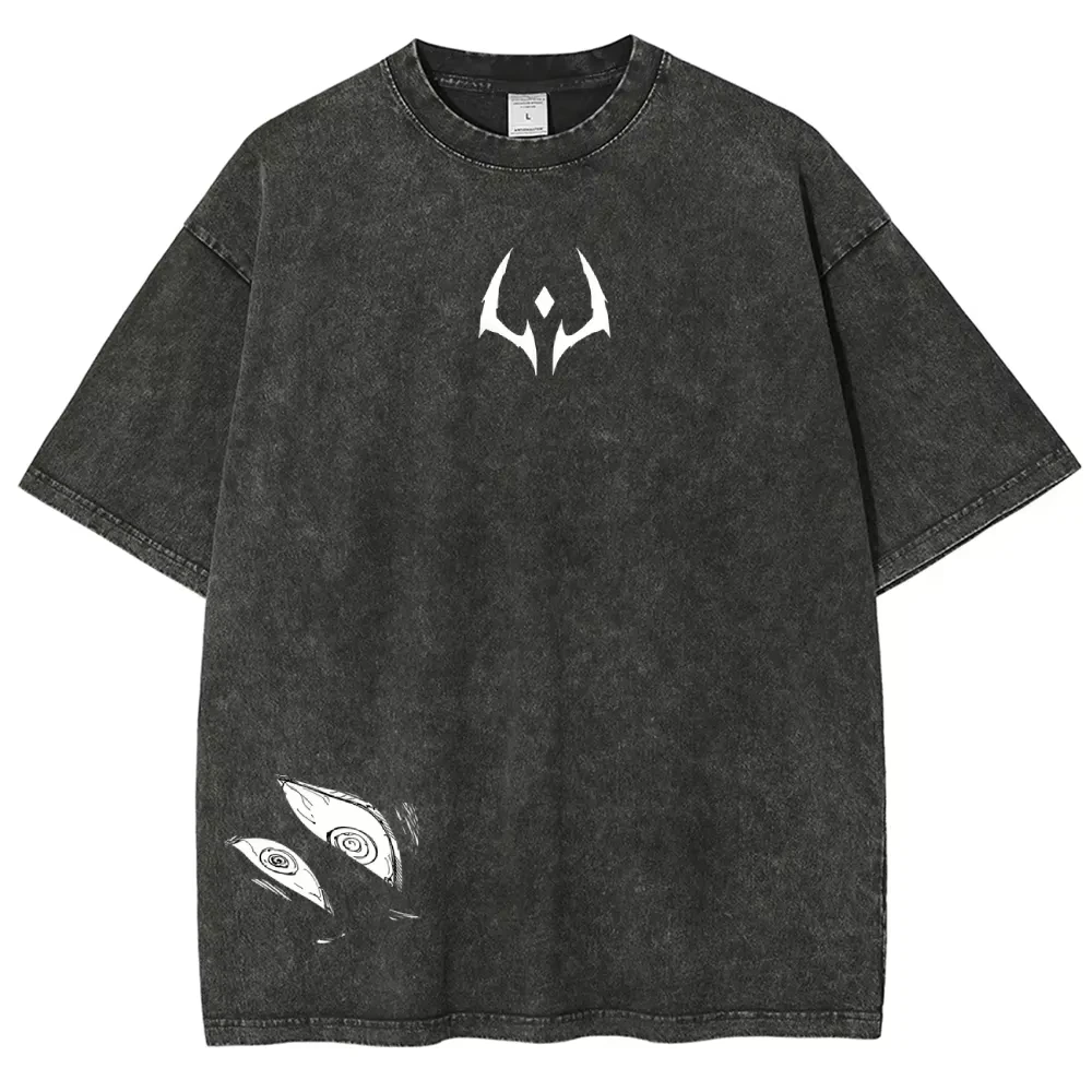 Ryomen Sukuna T Shirt Jujutsu Kaisen Men Acid Wash Disgraced One Anime Streetwear Mahoraga Wheel Vintage Tee