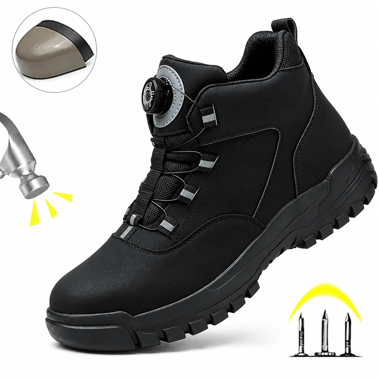 Breathable Men's Safety Sneakers Tough Men's Work Boots Anti Impact Anti Smash Wear Resistant Construction Industrial Shoes
