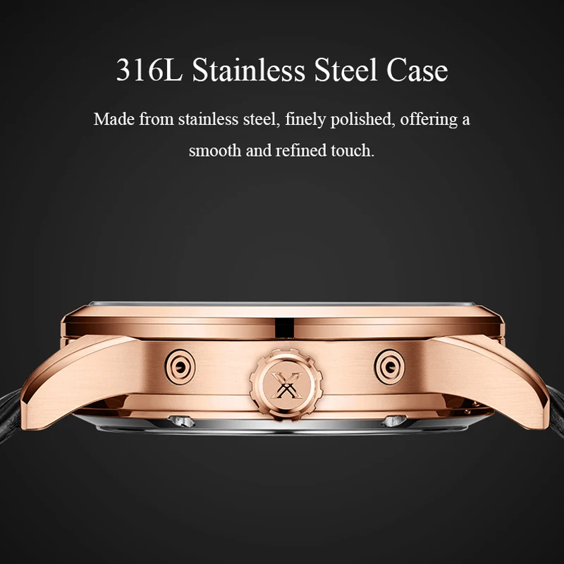 BEXEI 2025 เครื่องกลอัตโนมัติโรมันตัวเลขมัลติฟังก์ชั่นนาฬิกาผู้ชายแซฟไฟร์แสดงวันที่วันในสัปดาห์เดือน