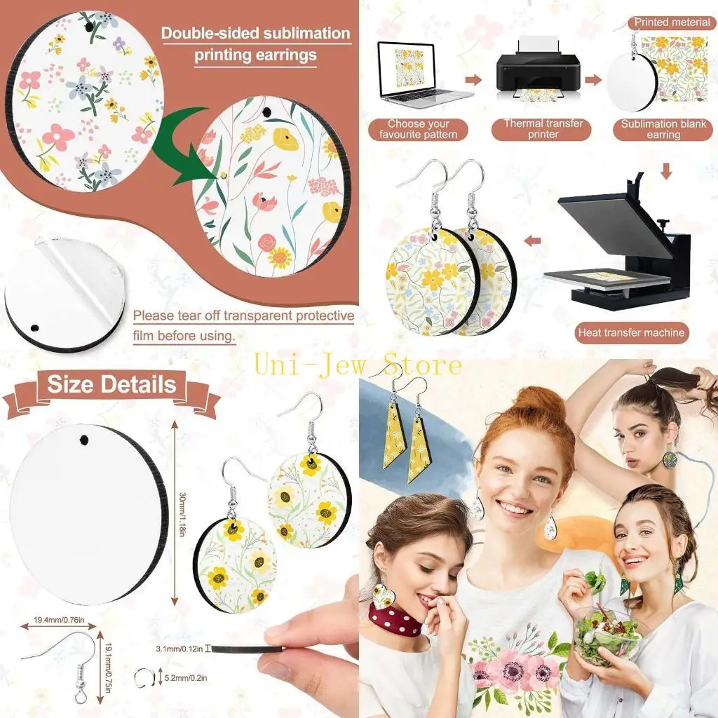 40GB 40Pcs Sublimation Blank Earrings Board White Earrings Heat Transfer Earrings Unfinished Earring for Jewelry DIY Making