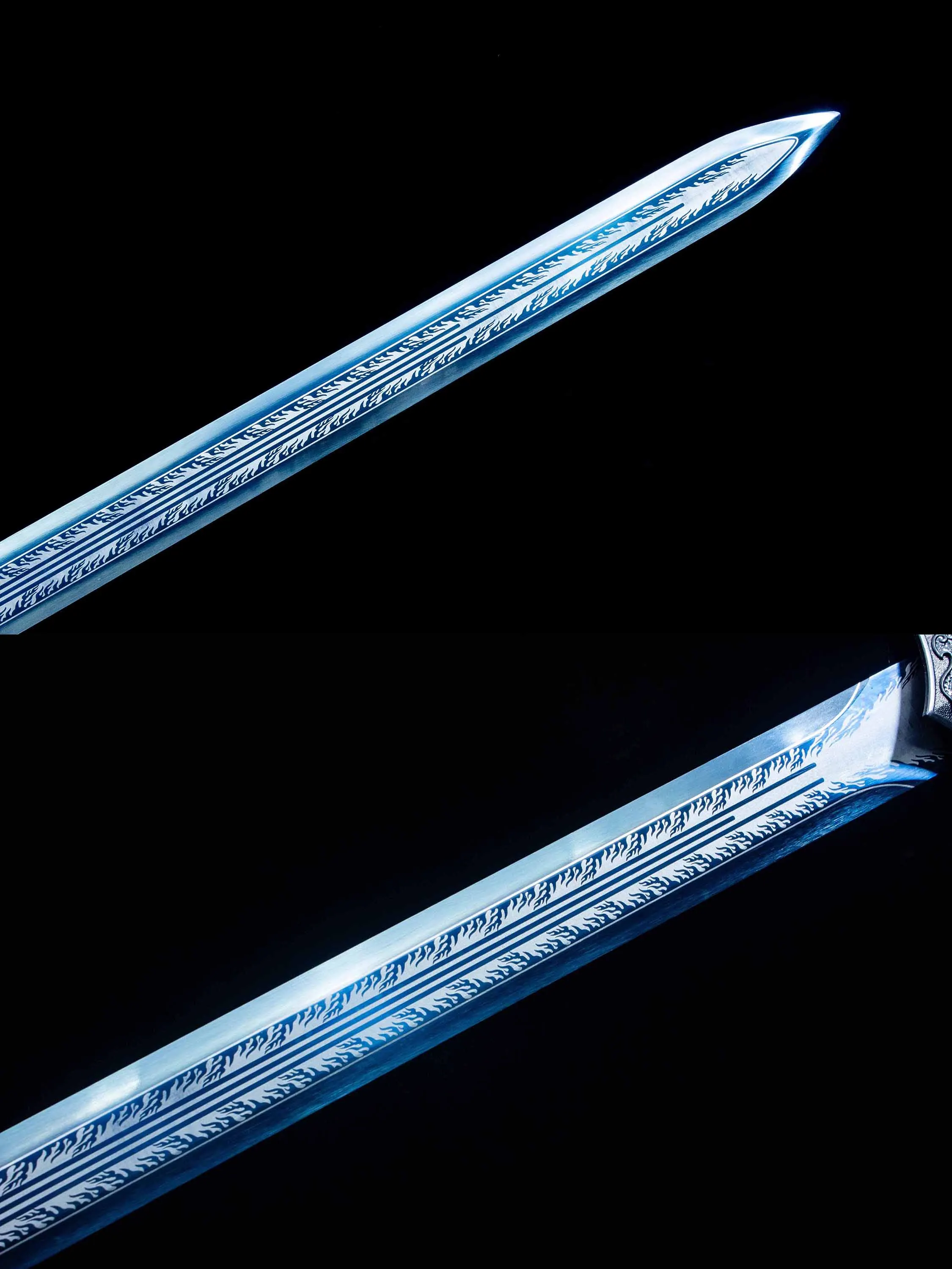 103 cm full tang Blue Lightning stage show Real steel medieval handsome smart katana warrior fighting weapon sword