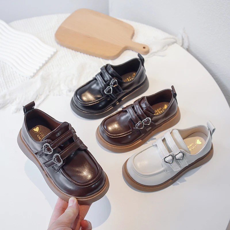 Child Solid Color Leather Shoes Spring New Britain Boys Uniform School Shoes Simple Casual Simple Kids Fashion Girls Loafers PU