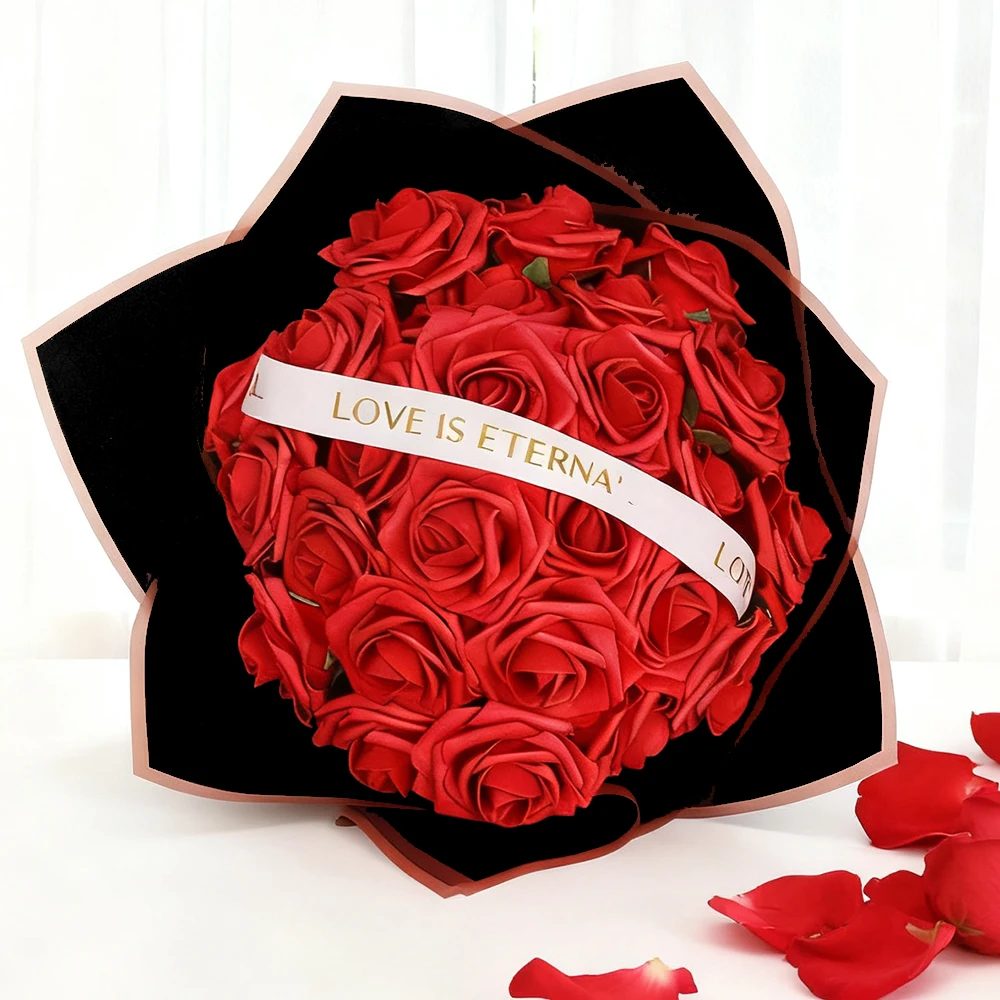 Flores artificiales de rosas rojas, ramos DIY, juego de 25 uds., rosas de PE, flores falsas para centros de mesa de fiesta de boda, decoración, regalos de San Valentín