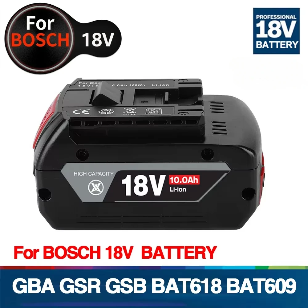 

NEW 18V 10Ah Rechargeable Li-Ion Battery for Bosch 18V Power Tool Backup 6000mah Portable Replacement BAT609 Indicator Light