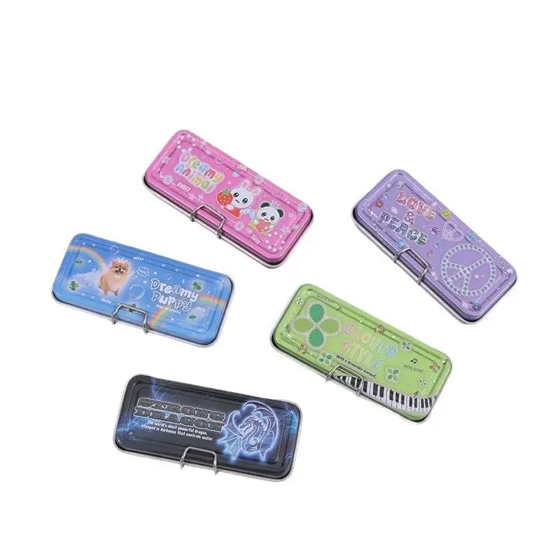 The New Doll House Simulation Mini Double-layer Iron Box Pencil Case Ruler Color Pen Set Miniature Scene Decoration