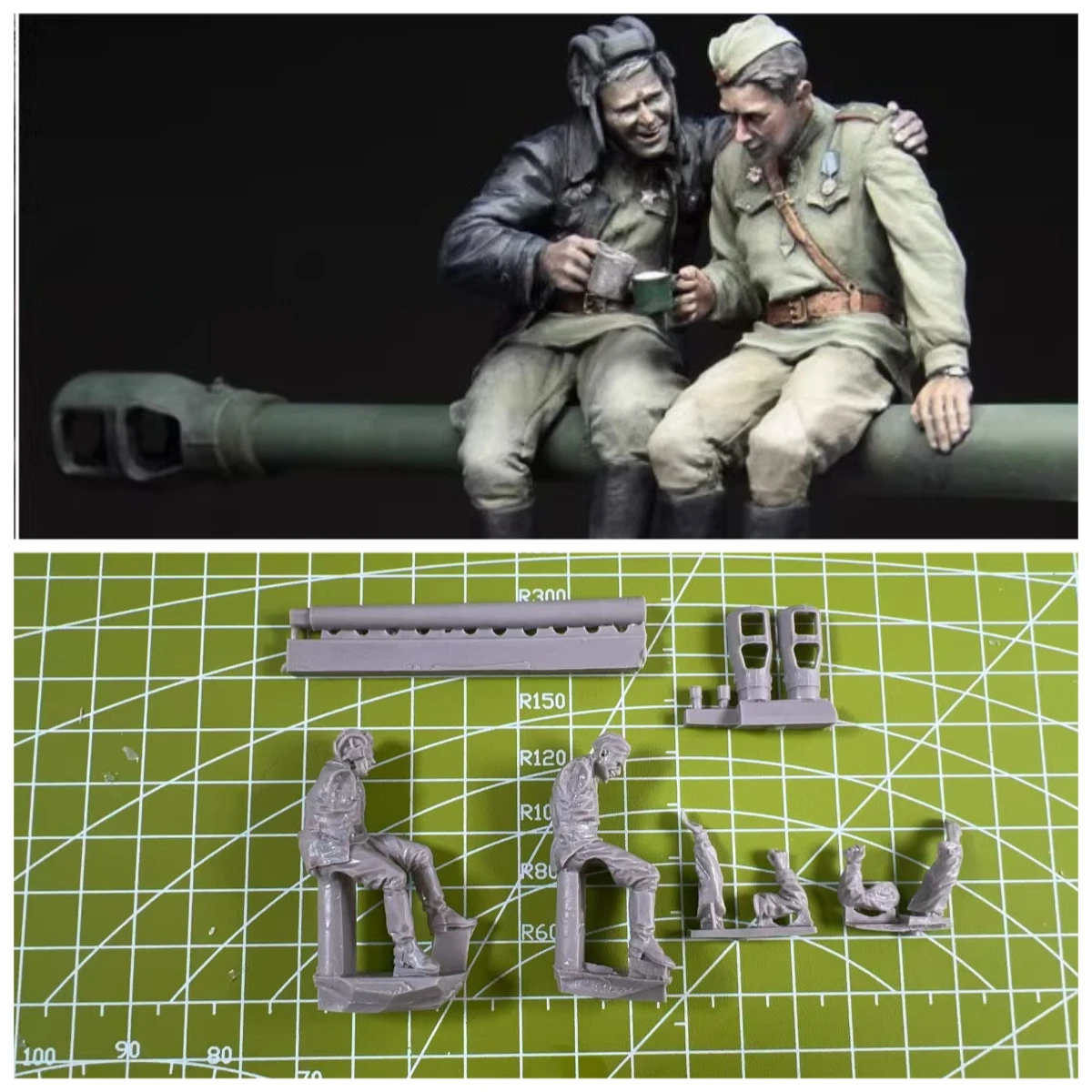 

1: 35 Die Casting Resin Model Assembly Kit Tank Soldier Model 2-person Grey Model