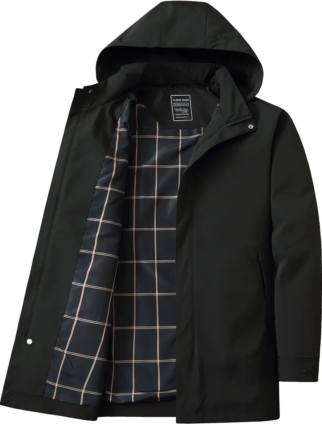 

Men's Loose Fit Long Coat Spring Autumn Thin Large Size Casual Faion Polyester Fabric Hooded Windbreaker Modern Sle