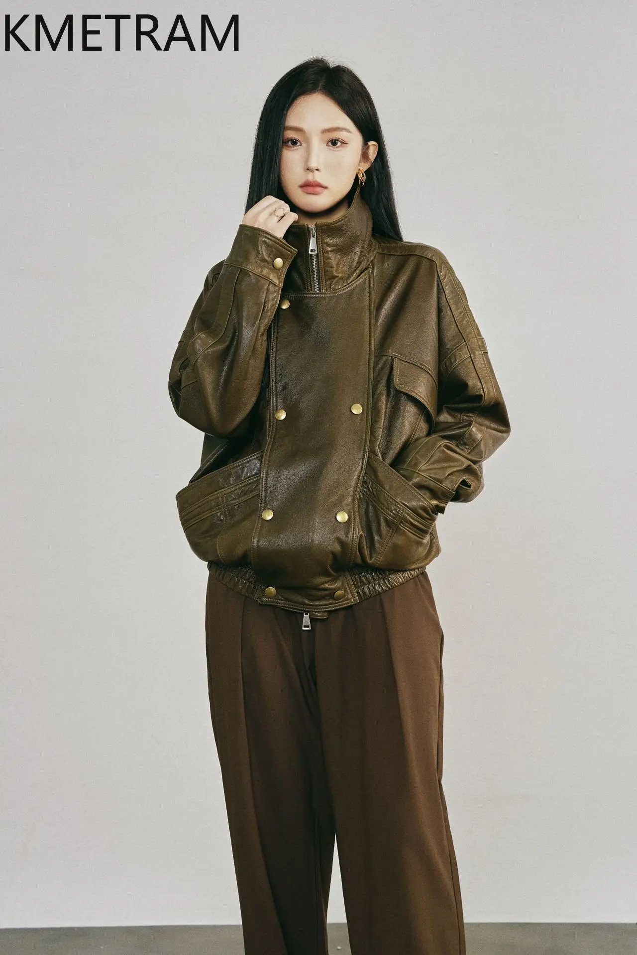 KMETRAM Genuine Sheepskin Leather Jacket Woman Korean Style Fashion Jackets Retro Autumn Coat 2026 Women Clothing кожаная куртка